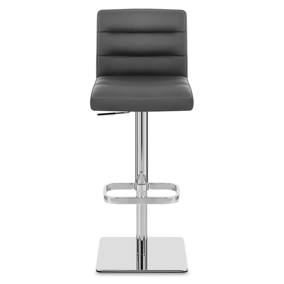 Taburete Cuero Auténtico Cromo - Lush Gris