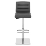 Taburete Cuero Auténtico Cromo - Lush Gris