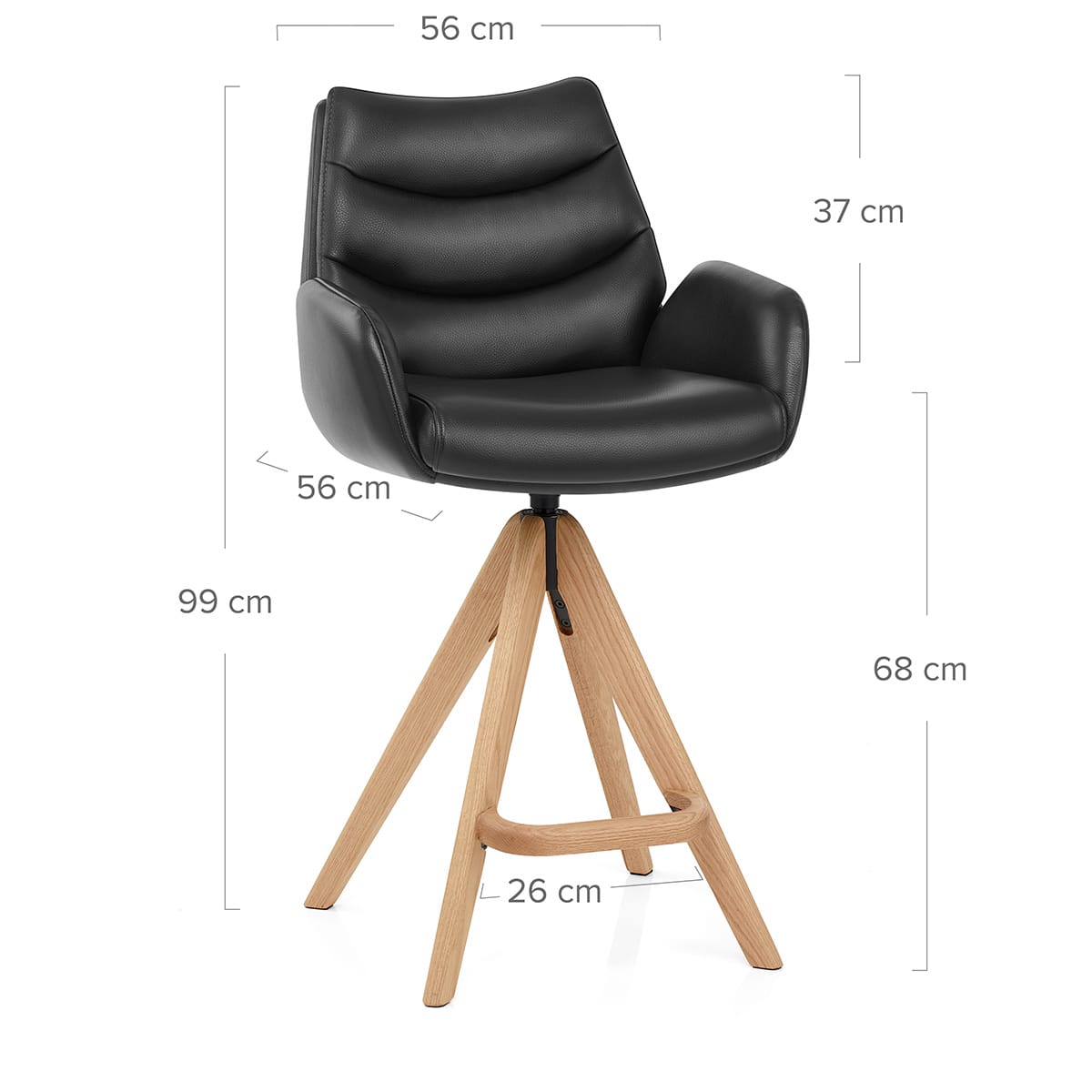 Taburete Cuero Auténtico Madera - Madrid Negro