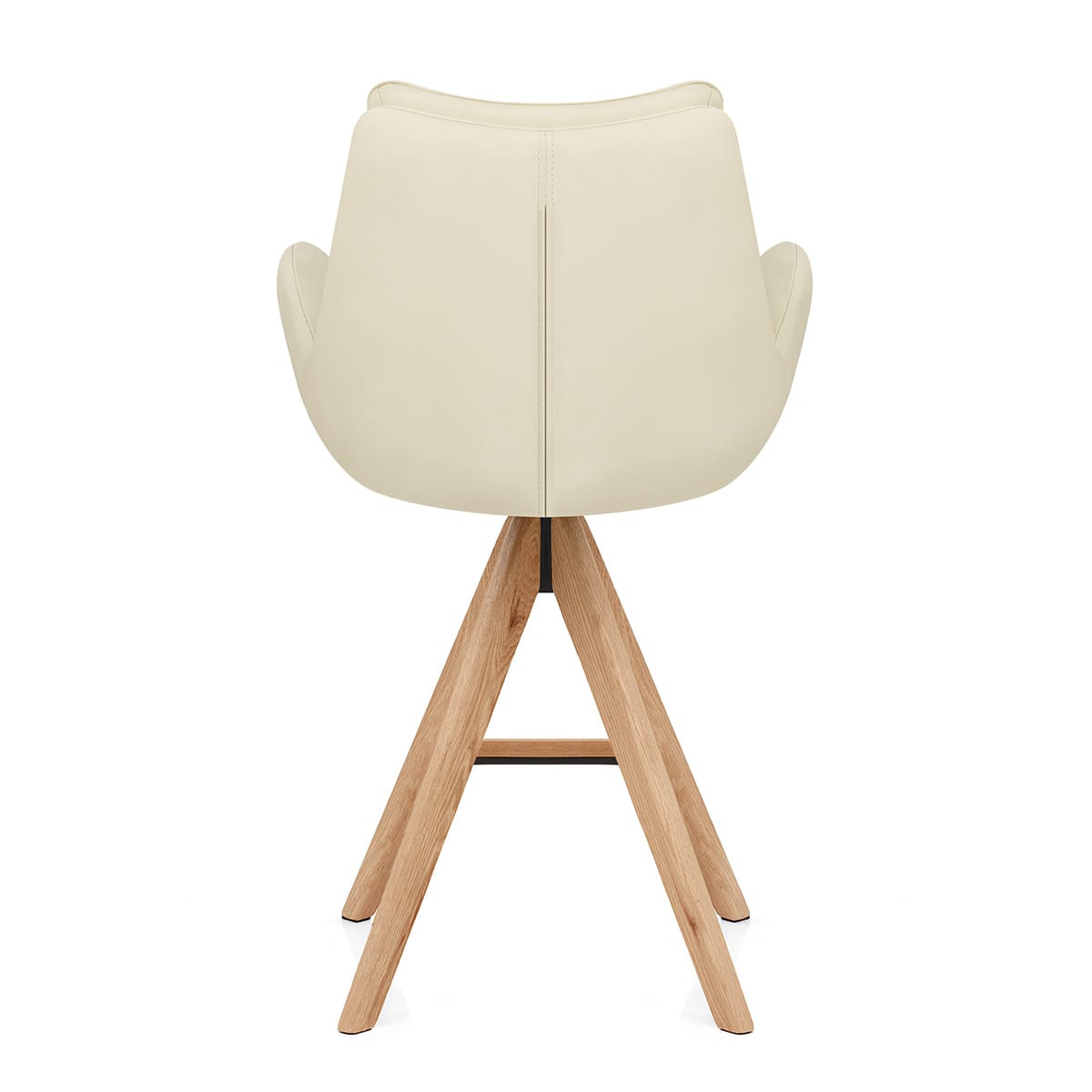Taburete Cuero Auténtico Madera - Madrid Crema