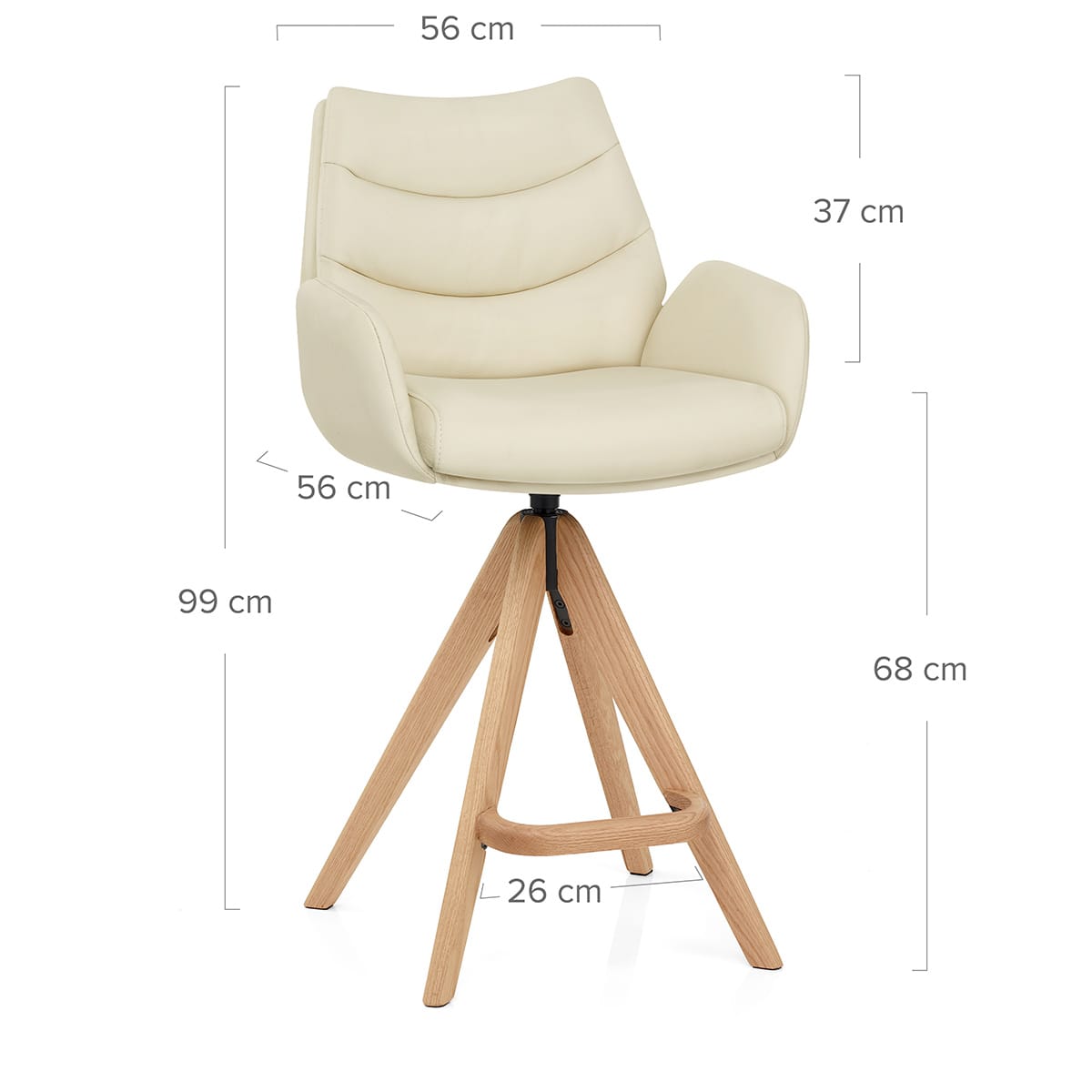 Taburete Cuero Auténtico Madera - Madrid Crema