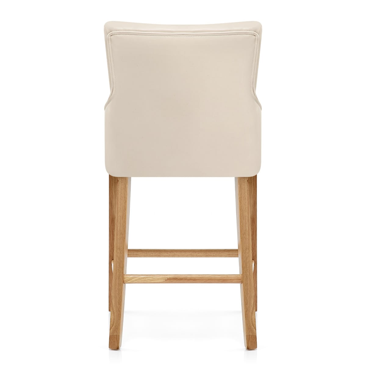 Taburete Piel Sintética Madera - Magna Crema