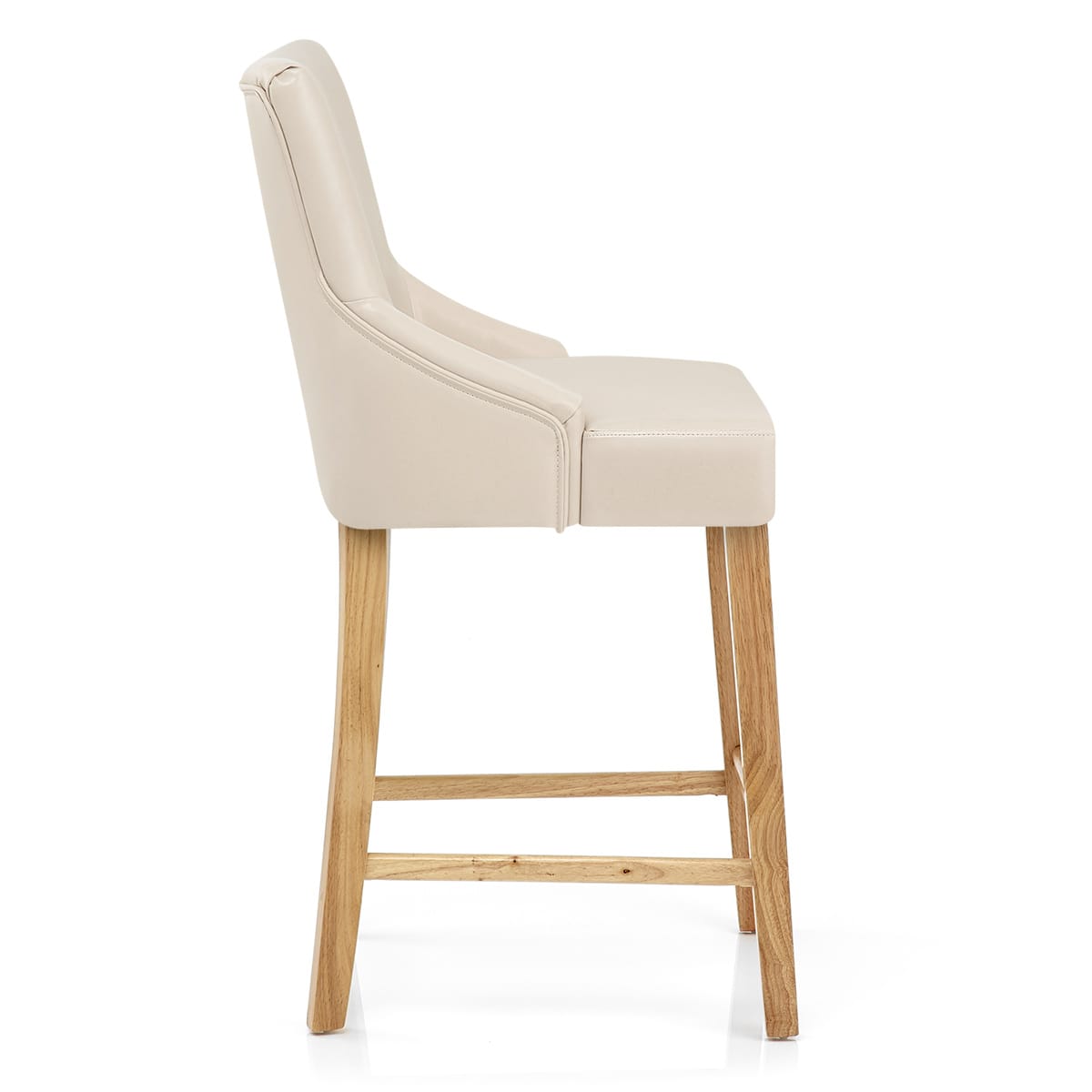 Taburete Piel Sintética Madera - Magna Crema