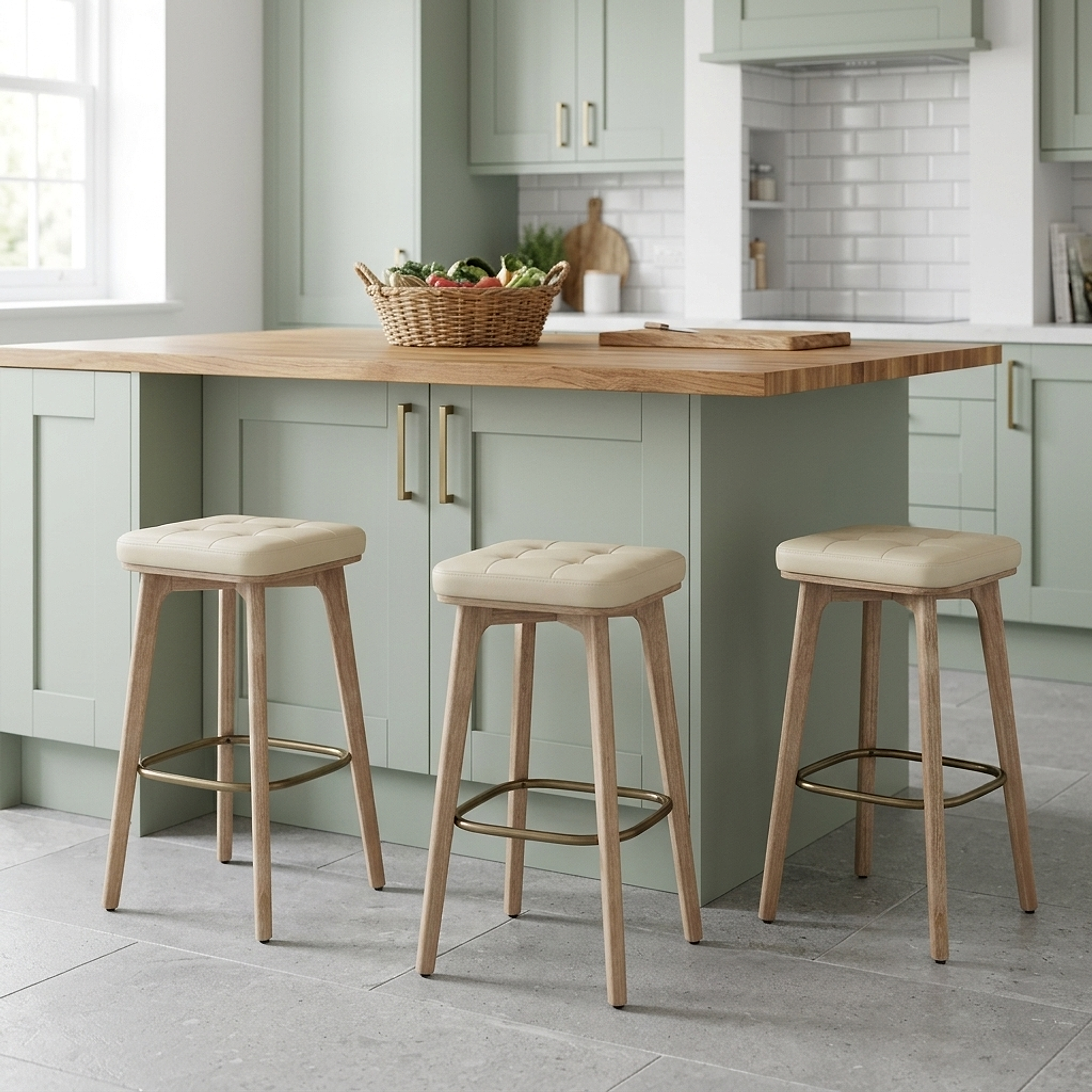Taburete Madera - Malmo Cobre Crema