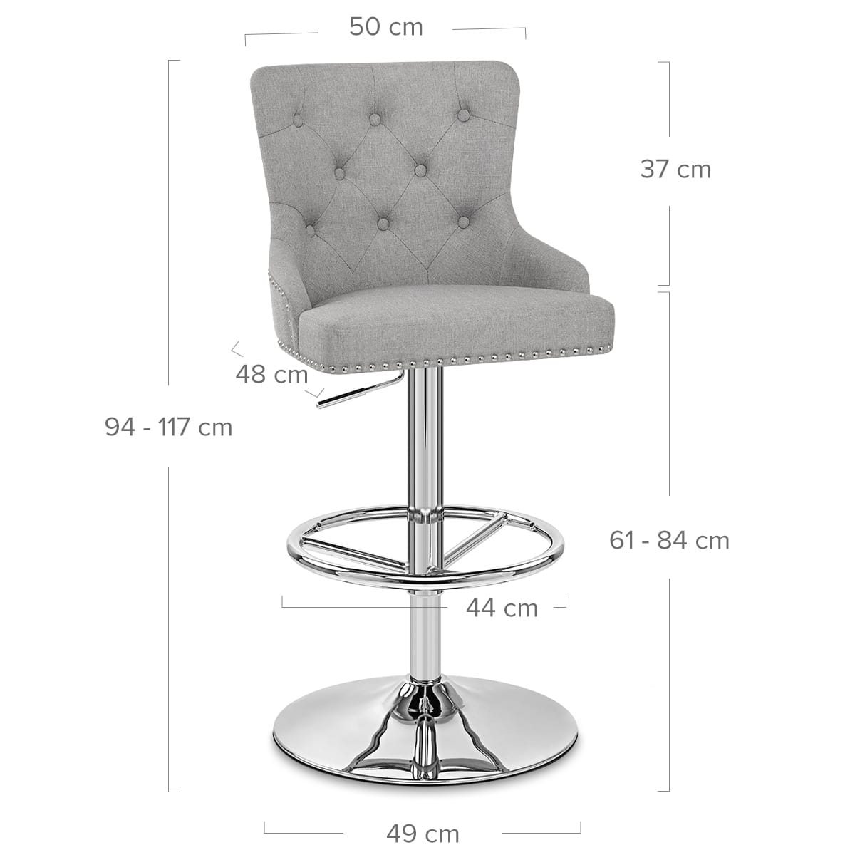 Taburete Tela Cromo - Manor Gris