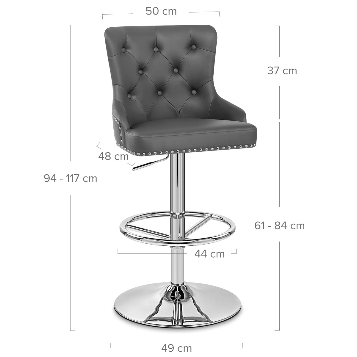 Taburete Polipiel Cromo - Manor Gris