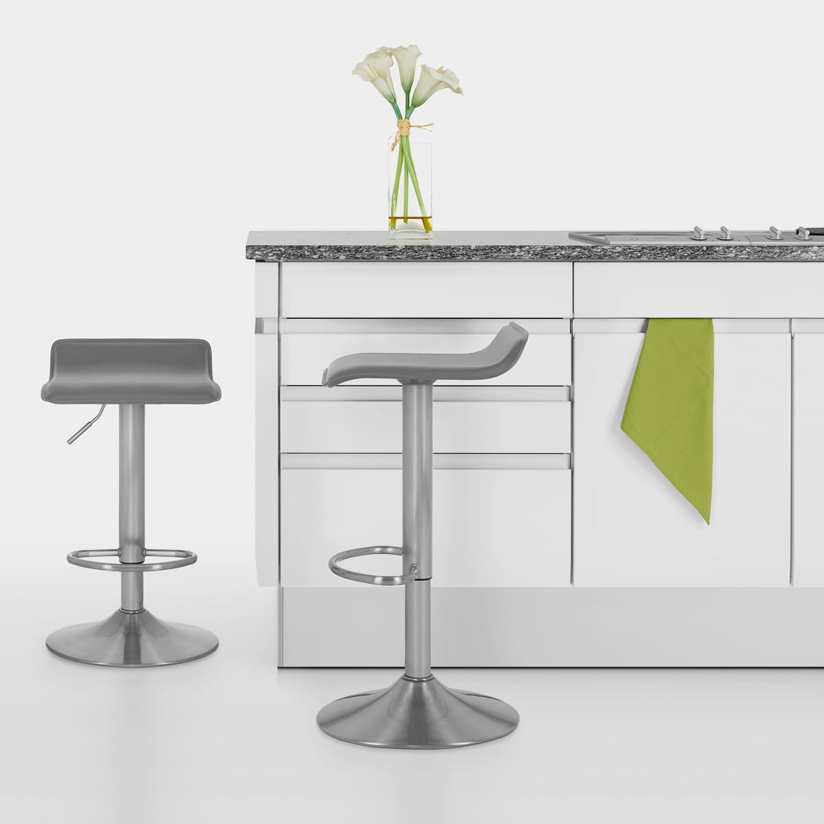 Taburete Polipiel Satinado - Marte Gris