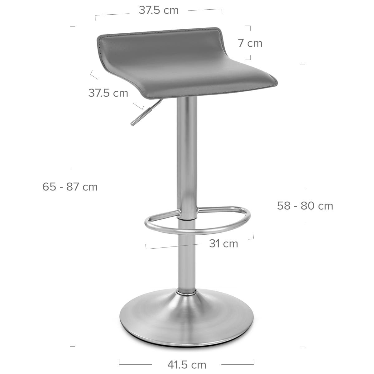 Taburete Polipiel Satinado - Marte Gris