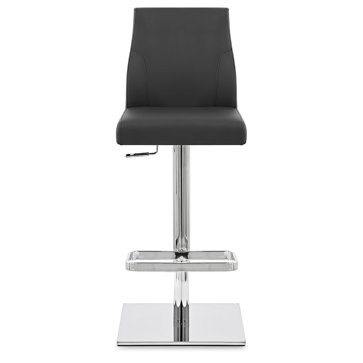 Taburete Auténtico Cuero Cromo - Martello Negro