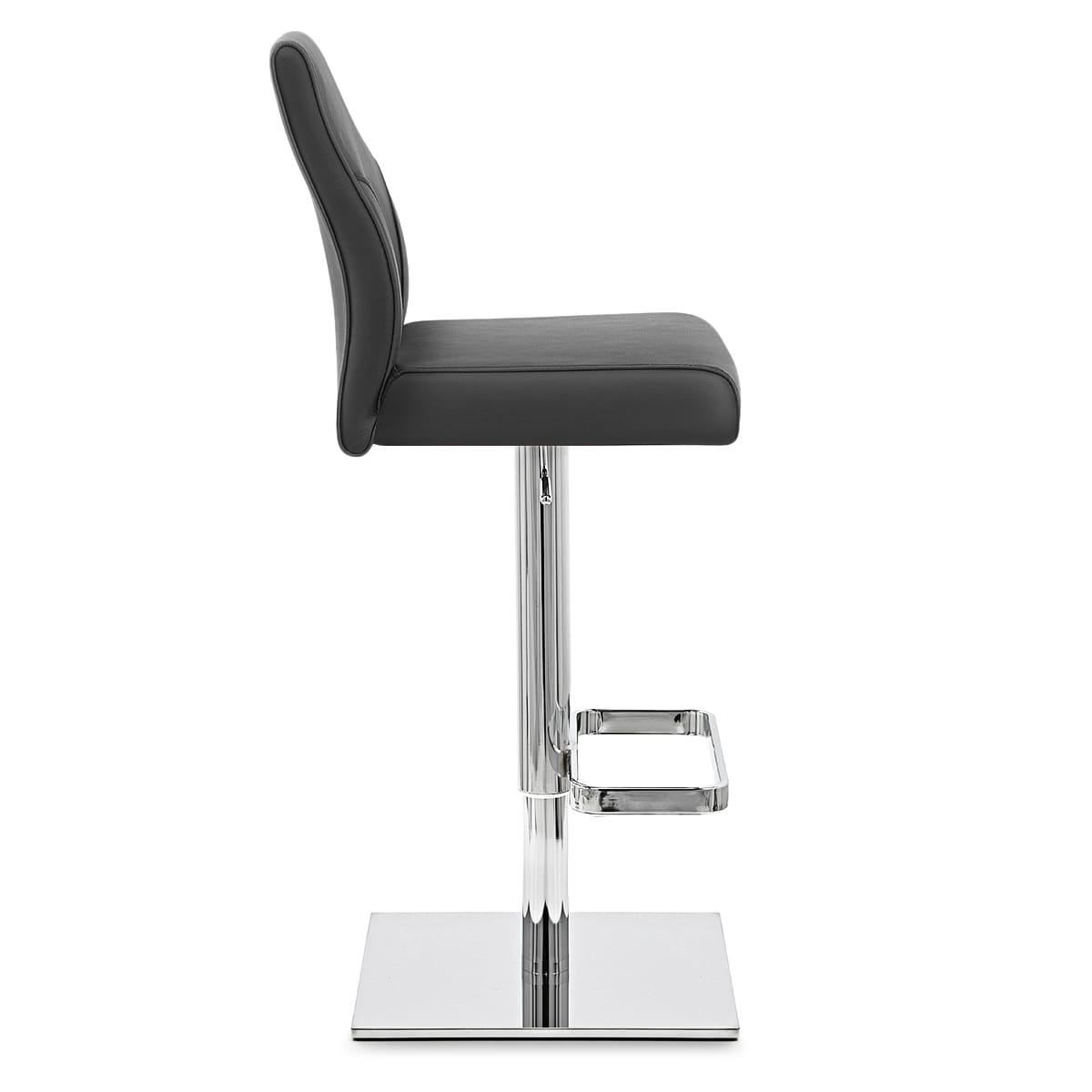 Taburete Auténtico Cuero Cromo - Martello Negro