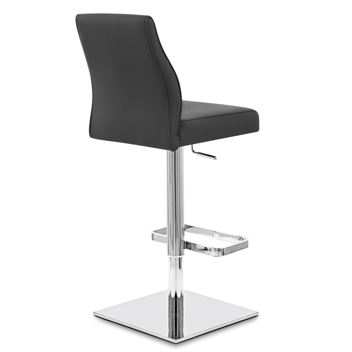 Taburete Auténtico Cuero Cromo - Martello Negro