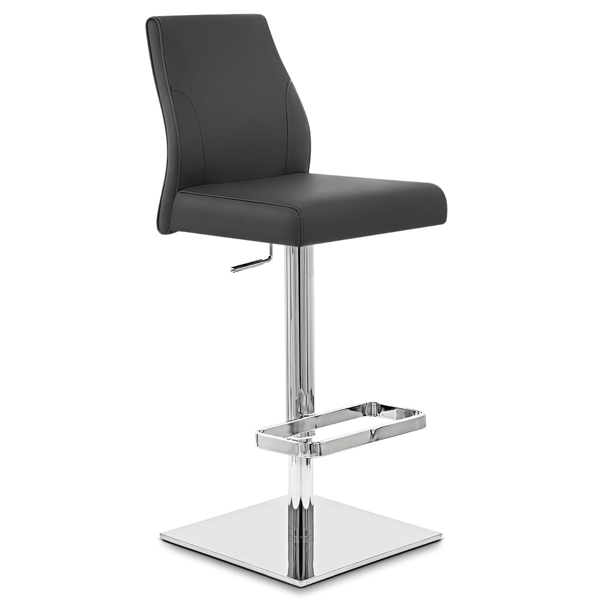 Taburete Auténtico Cuero Cromo - Martello Negro