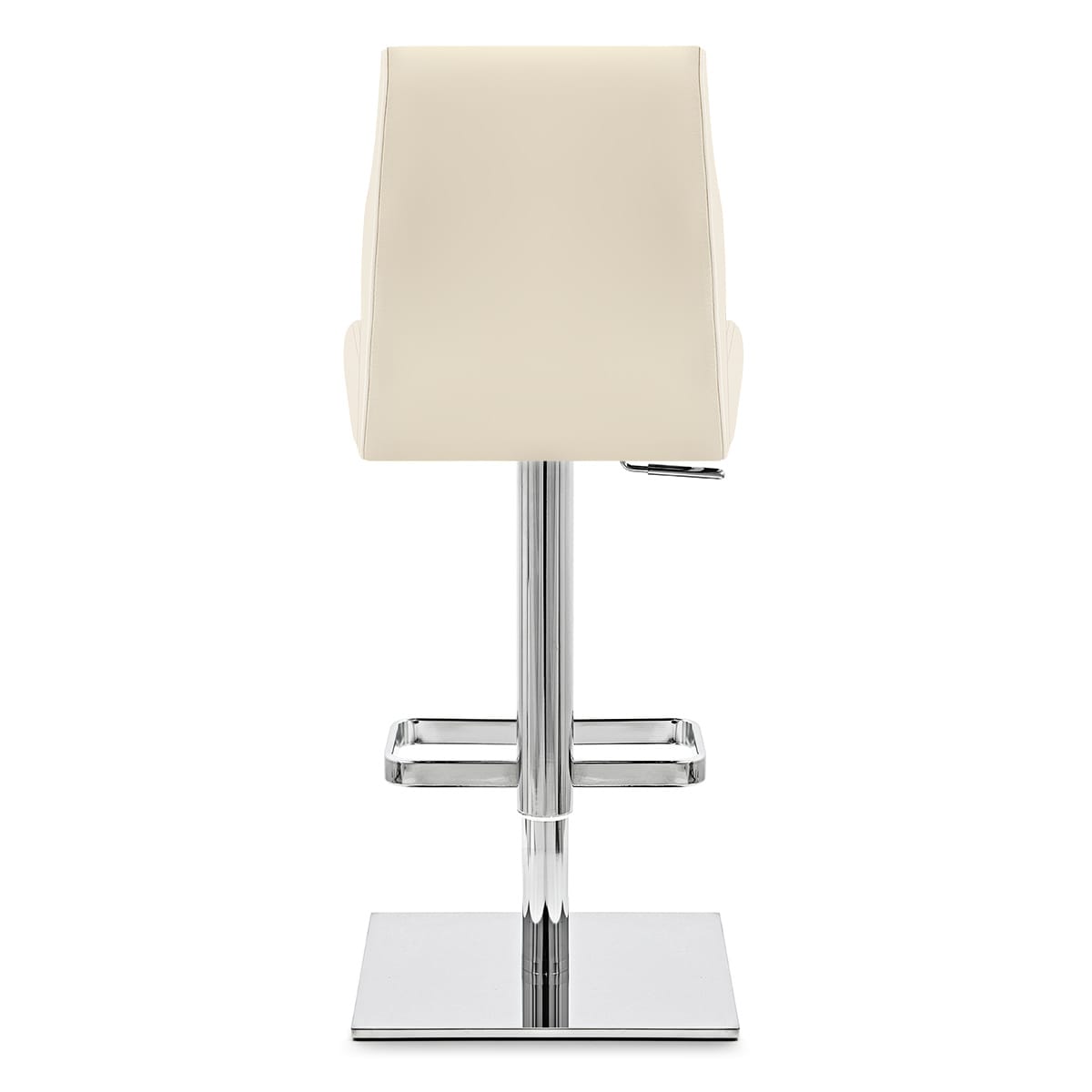Taburete Auténtico Cuero Cromo - Martello Crema
