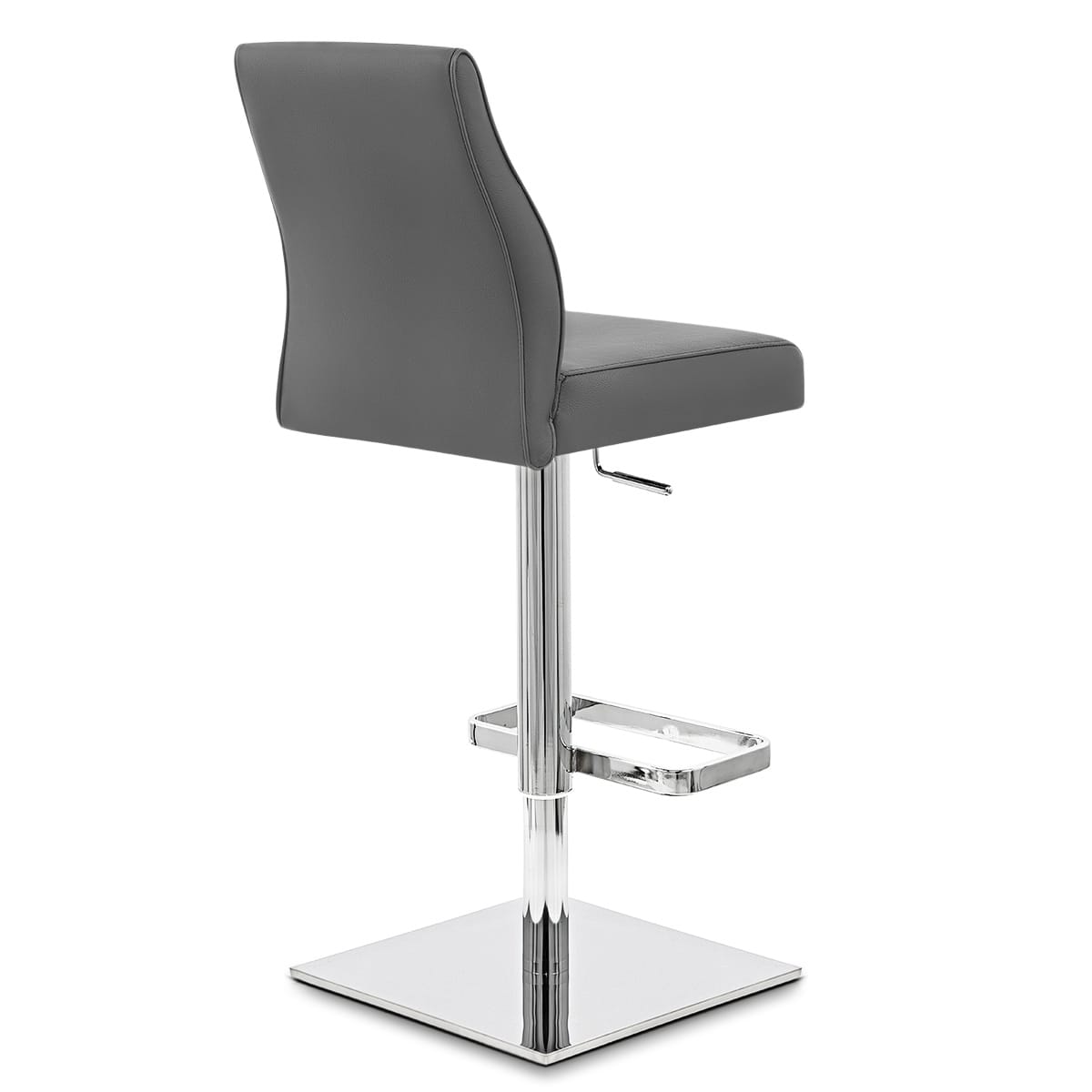Taburete Auténtico Cuero Cromo - Martello Gris
