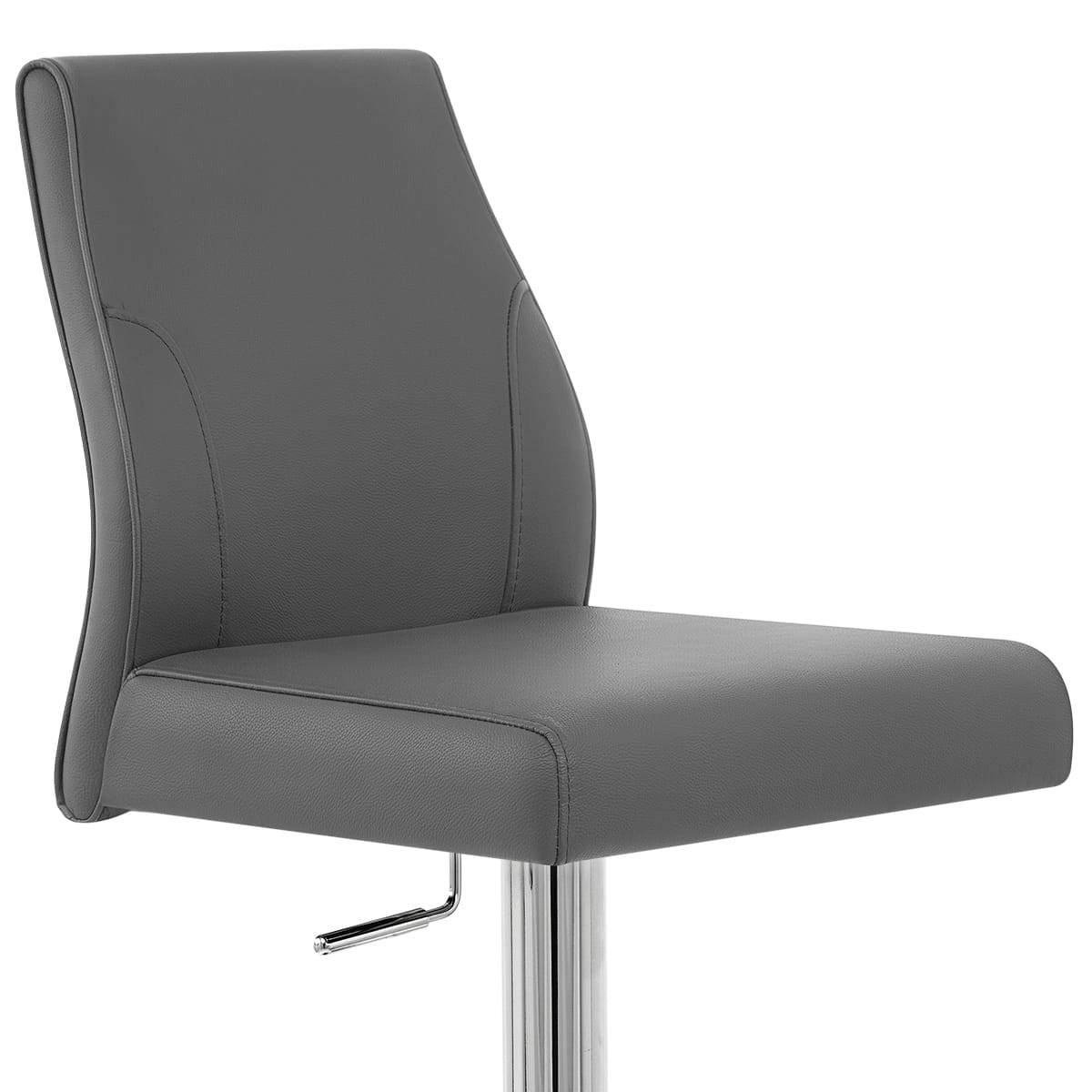 Taburete Auténtico Cuero Cromo - Martello Gris