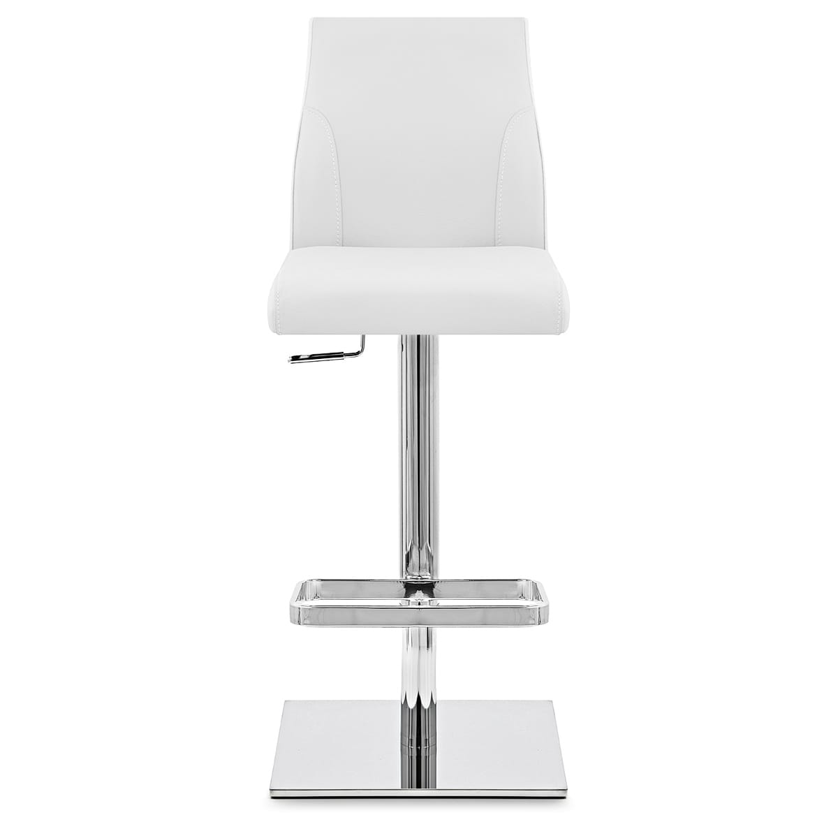 Taburete Auténtico Cuero Cromo - Martello Blanco