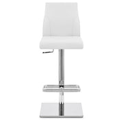 Taburete Auténtico Cuero Cromo - Martello Blanco