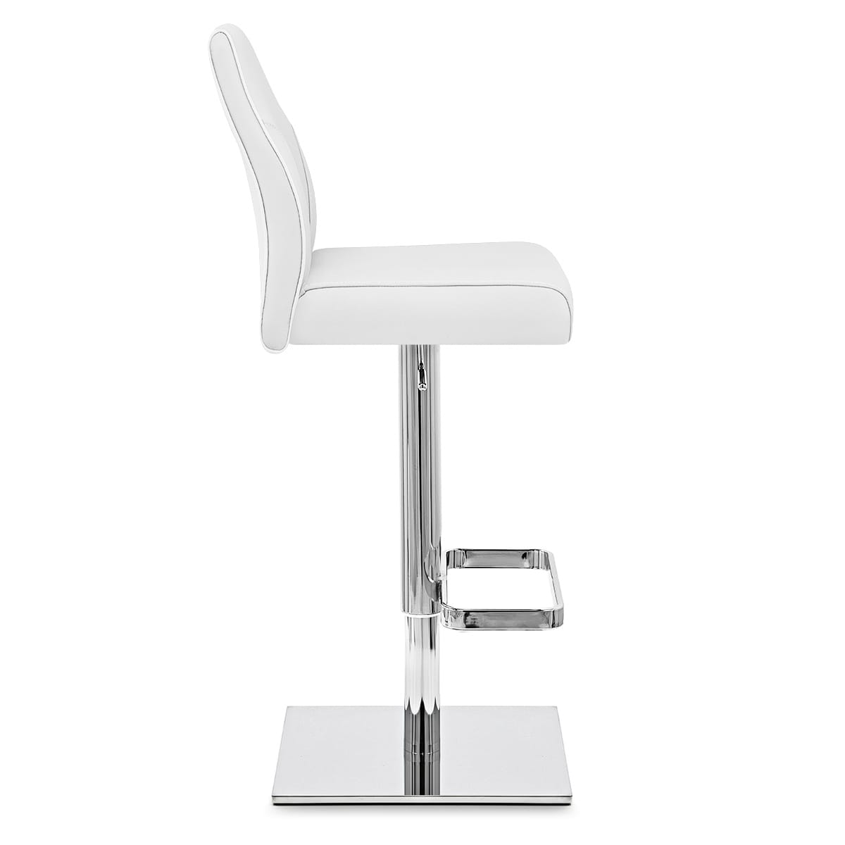 Taburete Auténtico Cuero Cromo - Martello Blanco