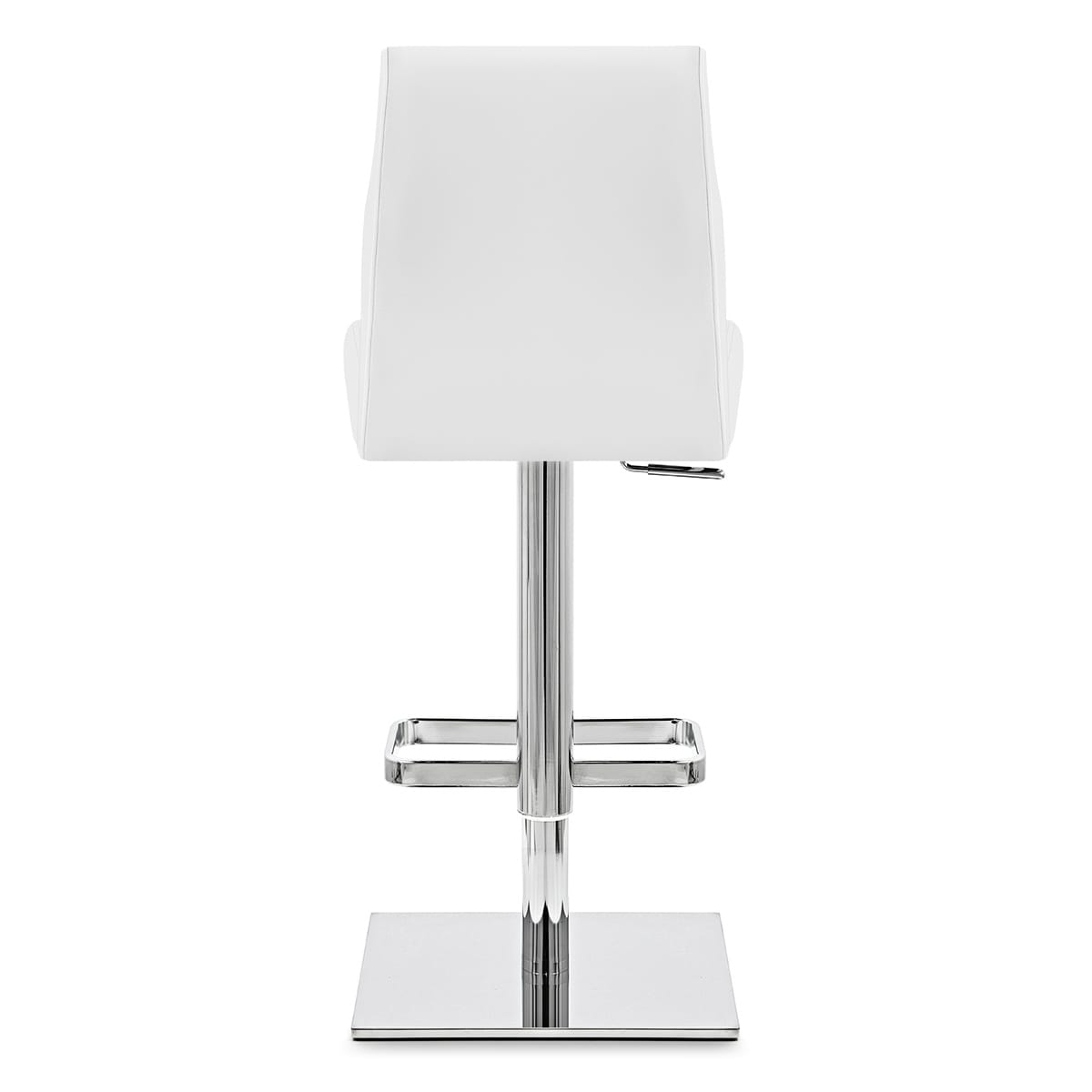 Taburete Auténtico Cuero Cromo - Martello Blanco