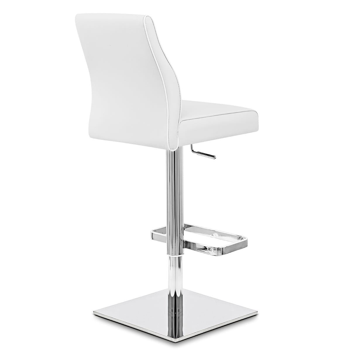 Taburete Auténtico Cuero Cromo - Martello Blanco