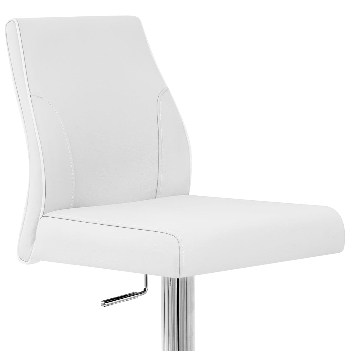 Taburete Auténtico Cuero Cromo - Martello Blanco