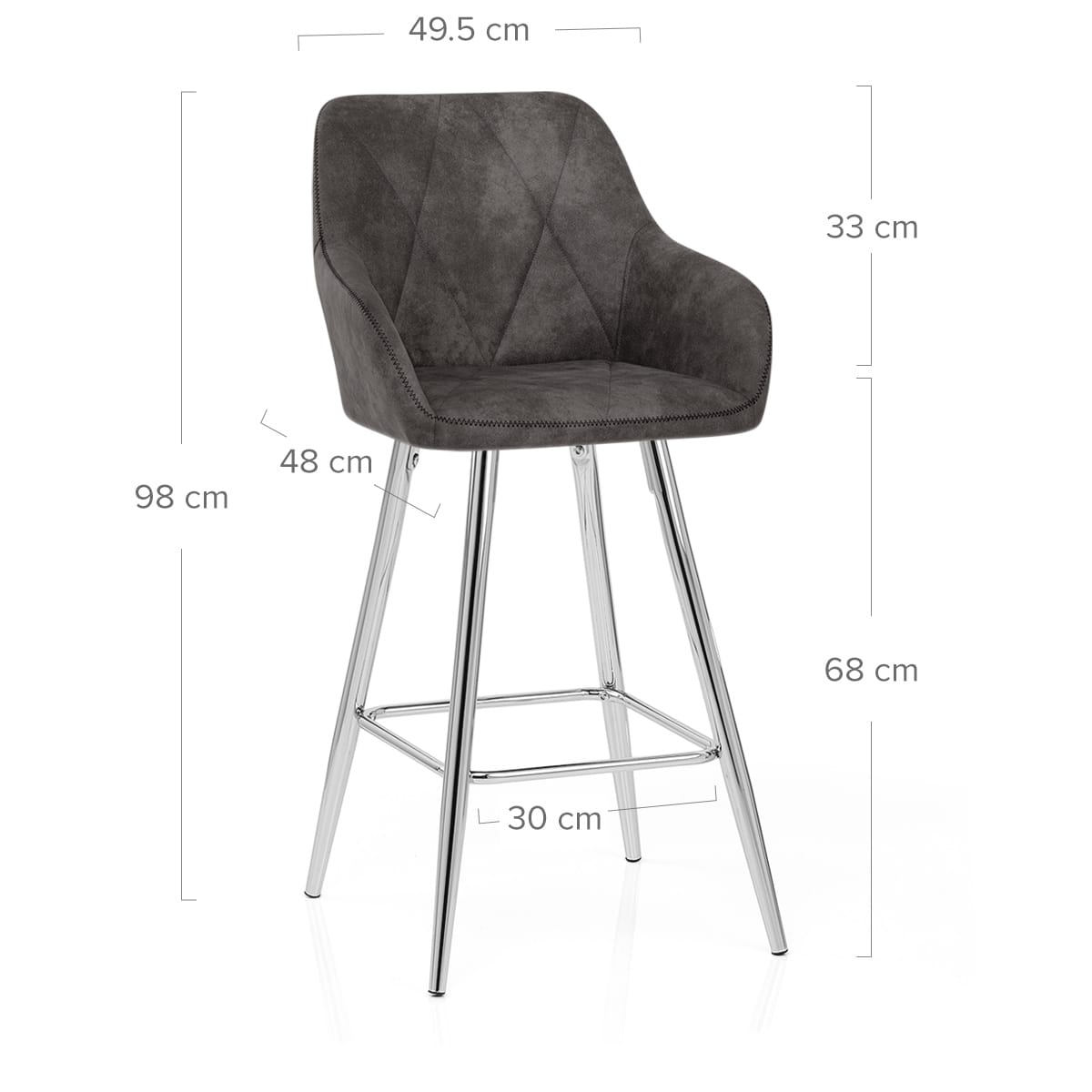 Taburete Ante Cromo - Mason Gris Oscuro