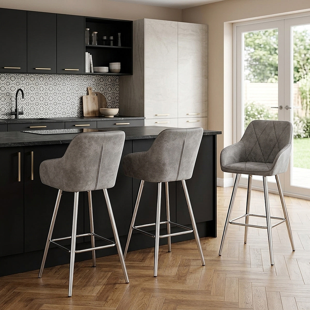 Taburete Ante Cromo - Mason Gris