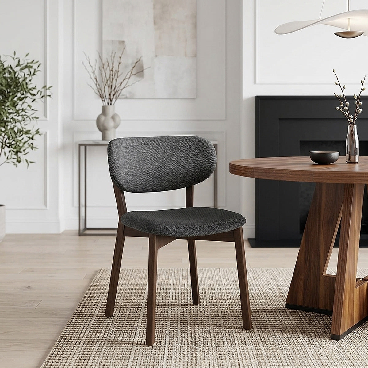 Silla Tela Roble Oscuro - Maya Gris Oscuro