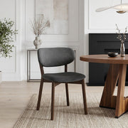 Silla Tela Roble Oscuro - Maya Gris Oscuro