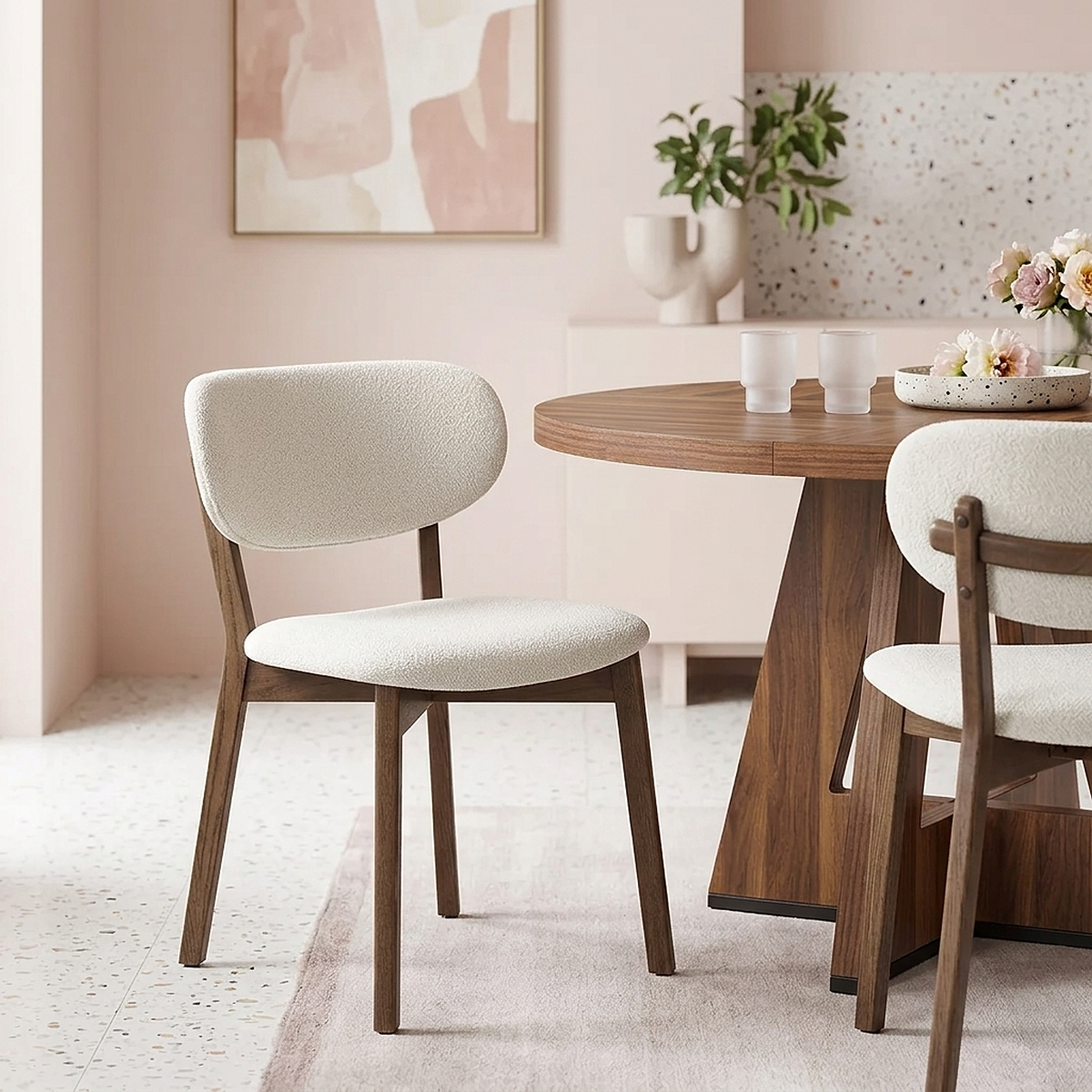 Silla Tela Roble Clara - Maya Crema