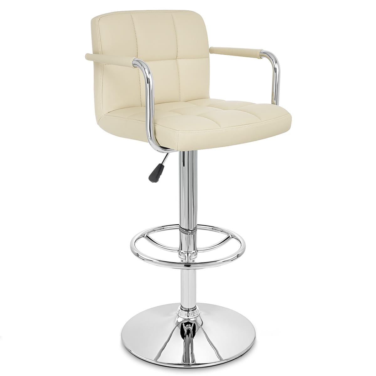 Taburete Polipiel Cromo - Maze Crema