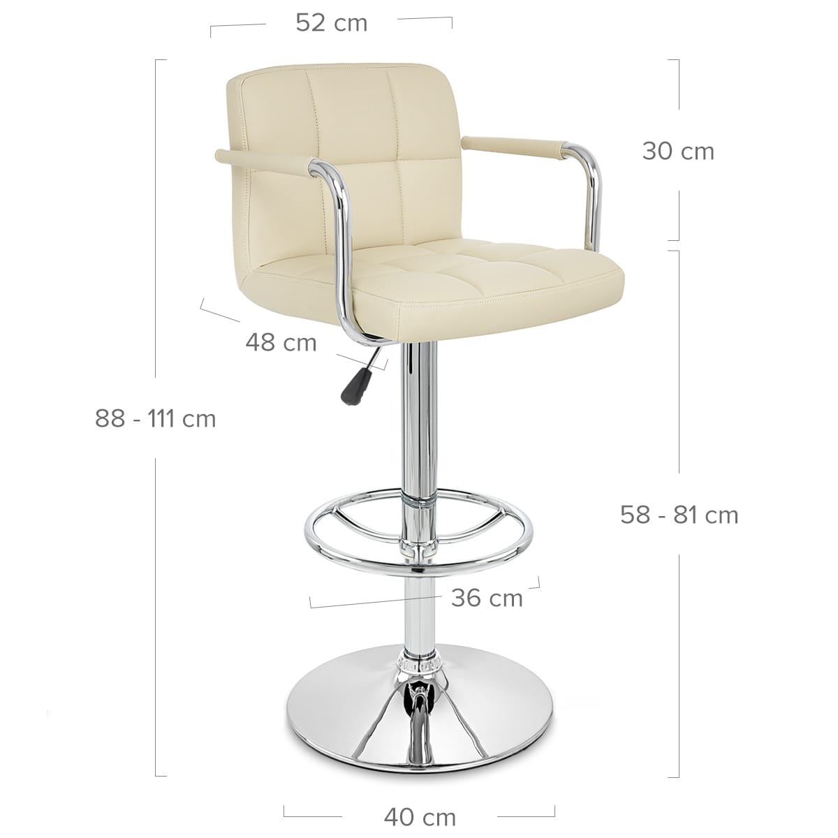 Taburete Polipiel Cromo - Maze Crema