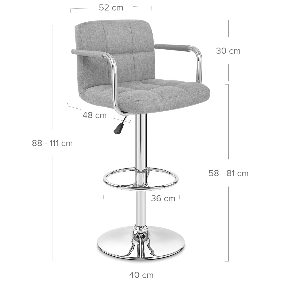 Taburete Tela Cromo - Maze Gris