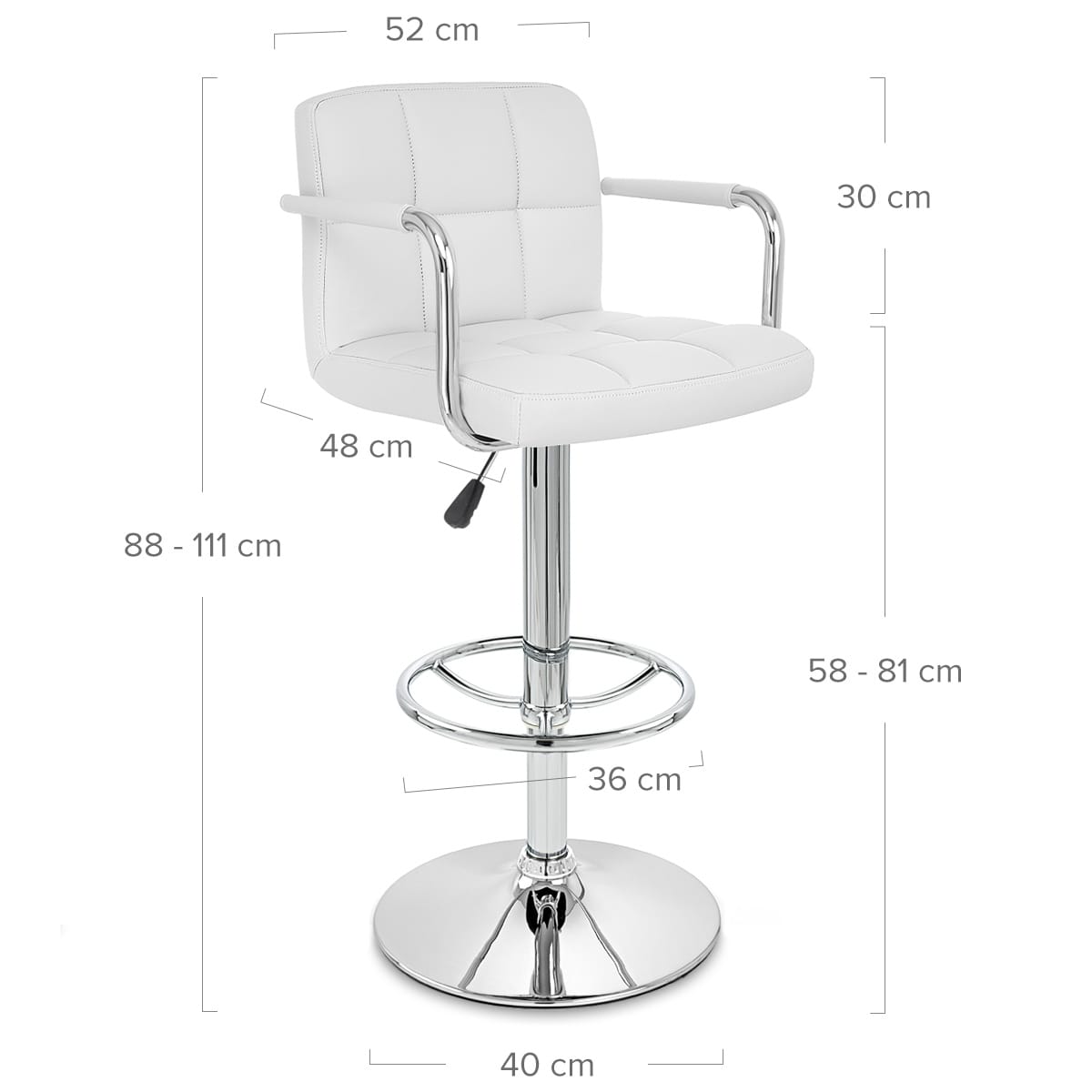 Taburete Polipiel Cromo - Maze Blanco