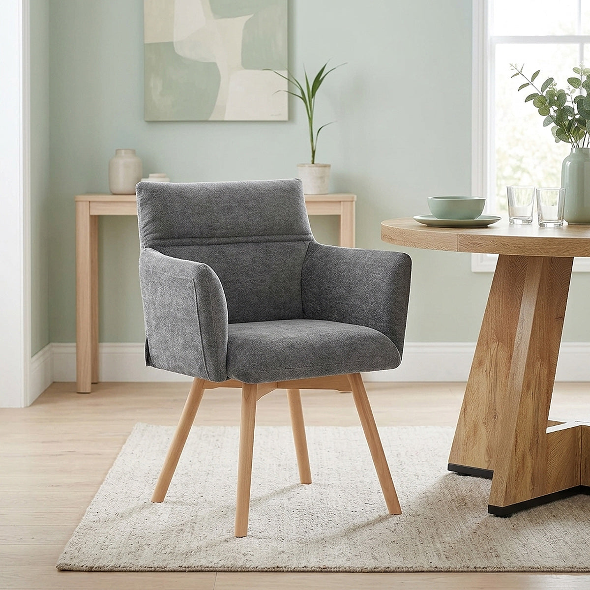 Silla Tela Roble - Mica Gris Oscuro