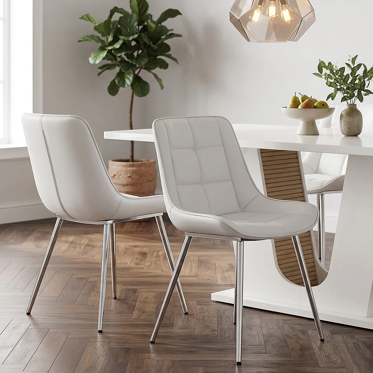 Silla Polipiel Cromo - Milano Blanco
