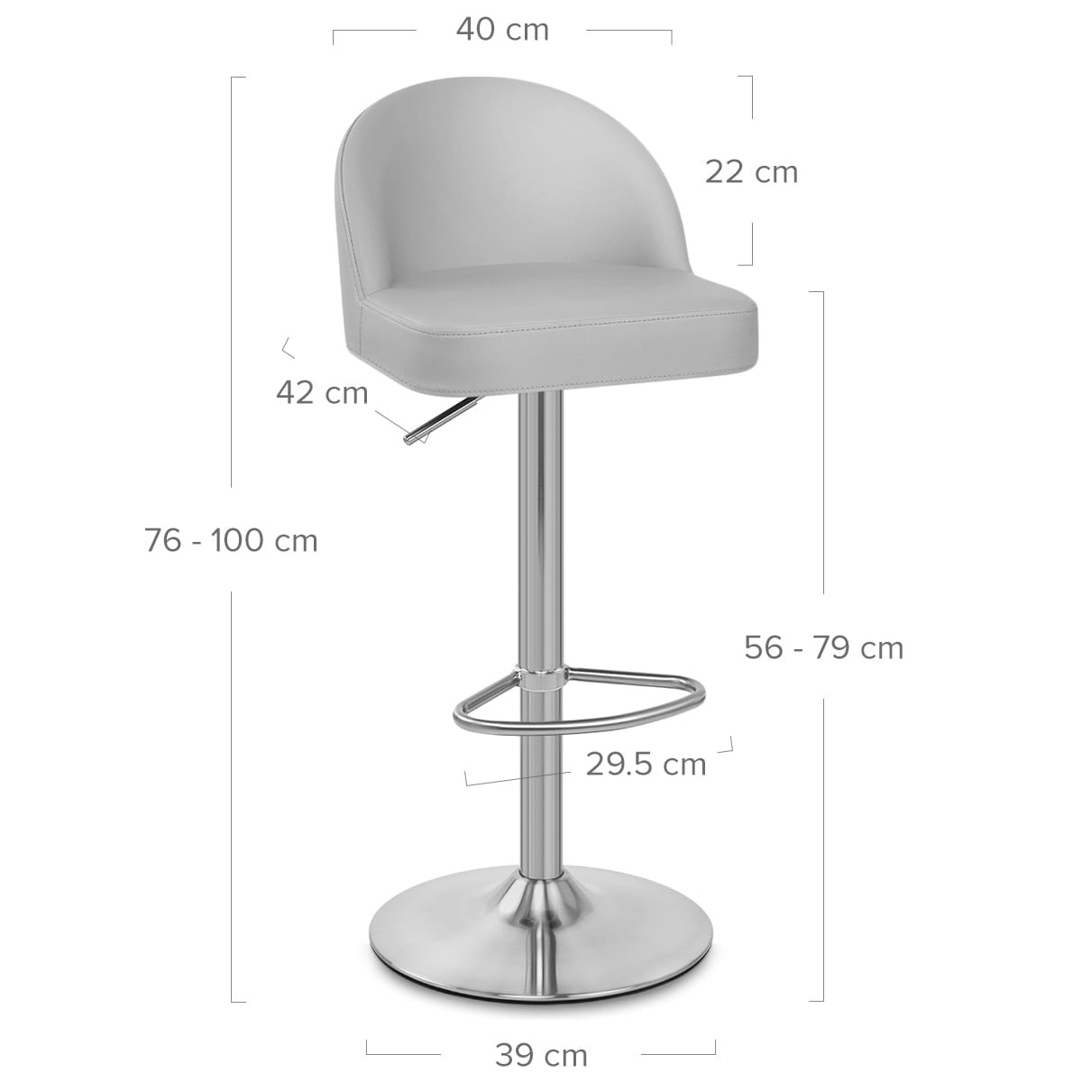 Taburete Polipiel Satinado - Mimi Gris