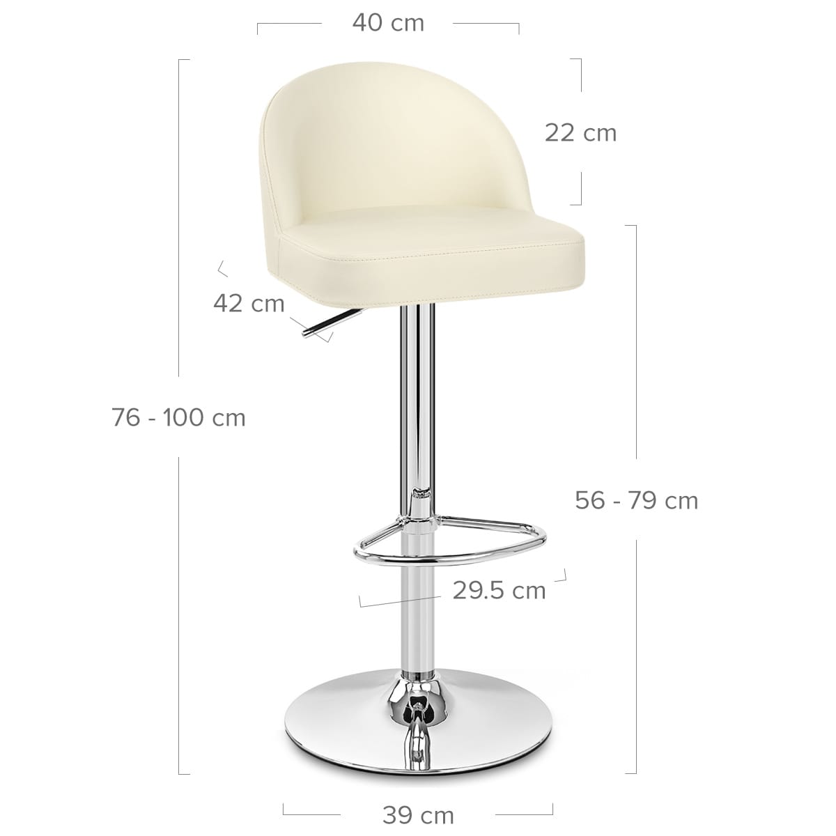 Taburete Polipiel Cromo - Mimi Crema