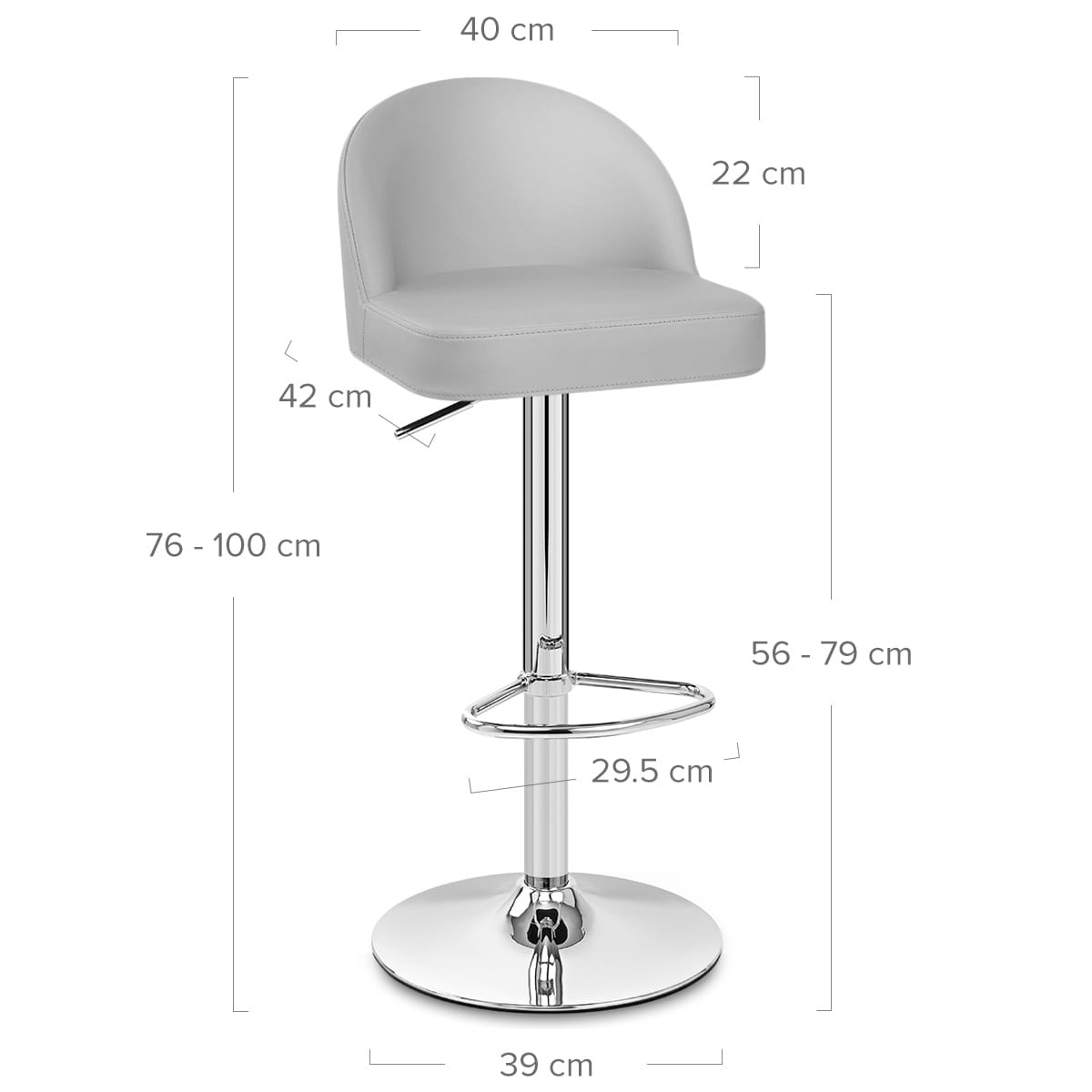 Taburete Polipiel Cromo - Mimi Gris