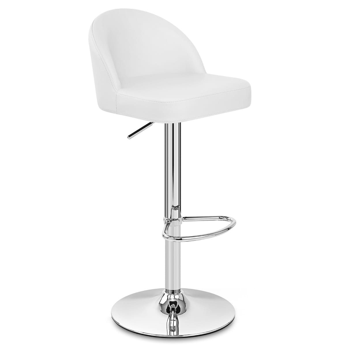 Taburete Polipiel Cromo - Mimi Blanco