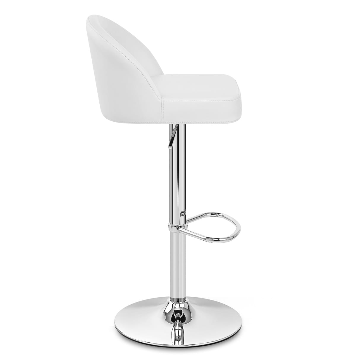 Taburete Polipiel Cromo - Mimi Blanco