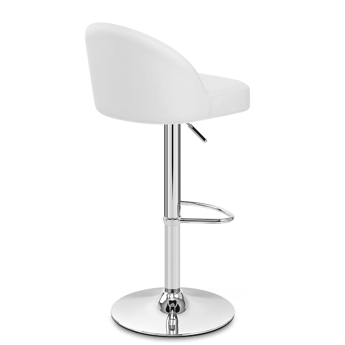 Taburete Polipiel Cromo - Mimi Blanco