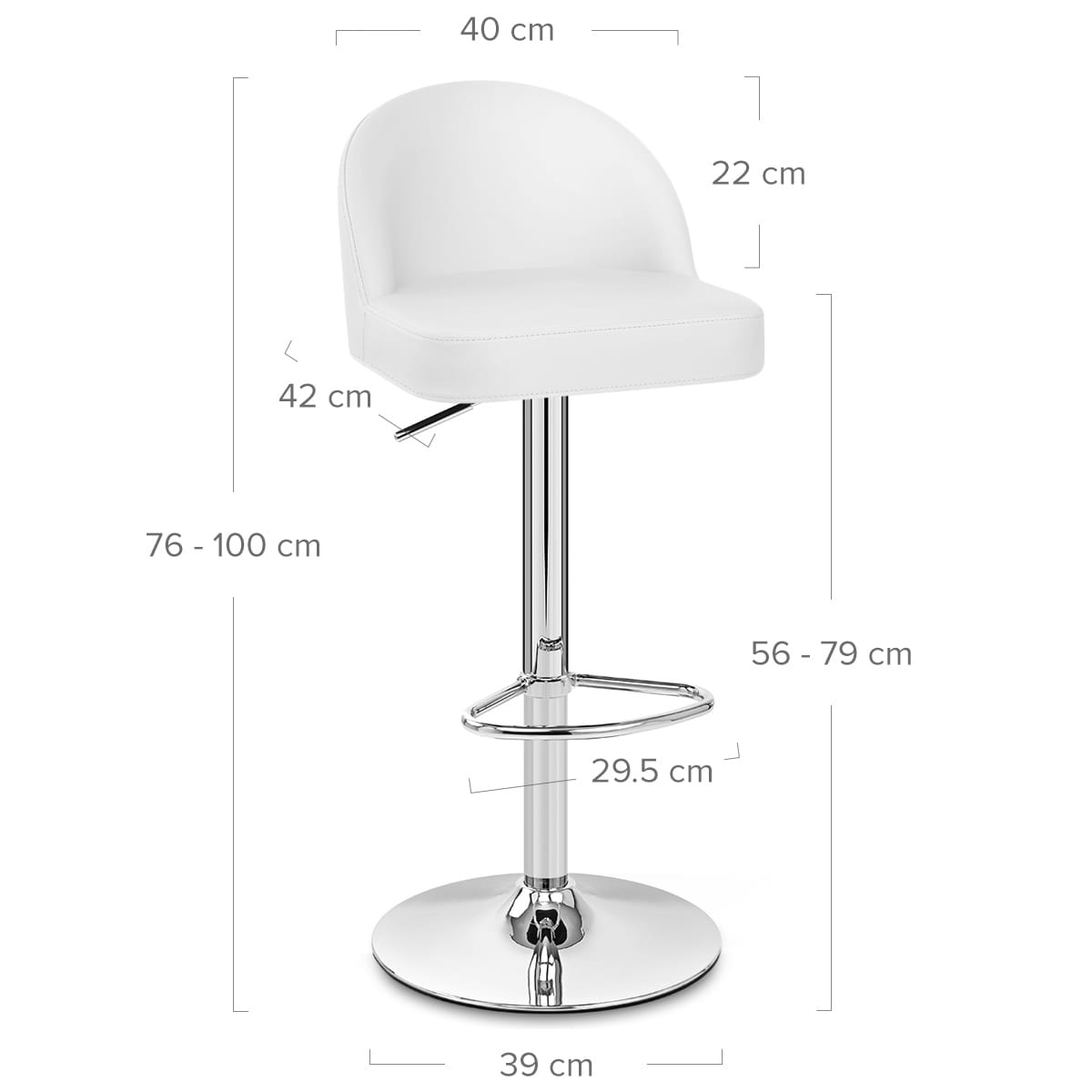 Taburete Polipiel Cromo - Mimi Blanco