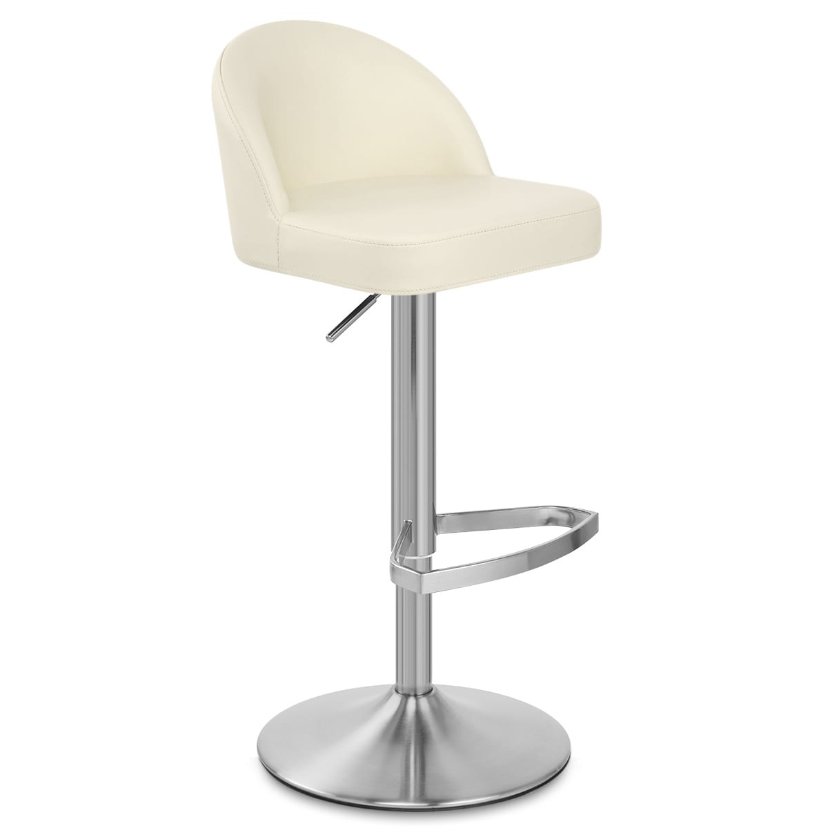 Taburete Cuero Auténtico Satinado - Mimi Crema