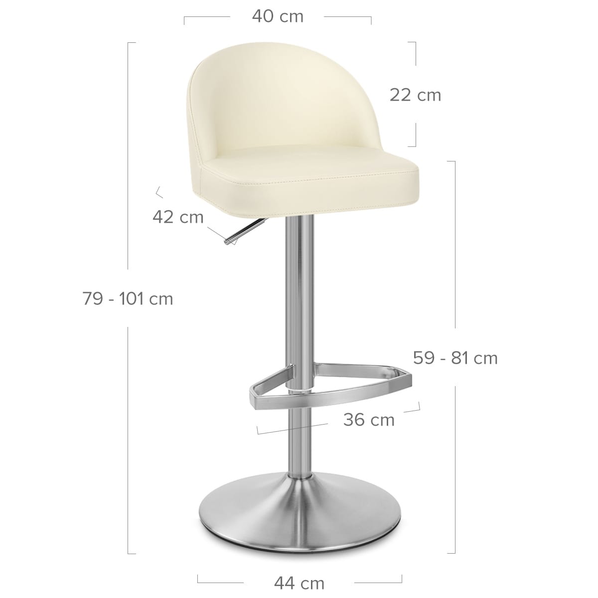 Taburete Cuero Auténtico Satinado - Mimi Crema