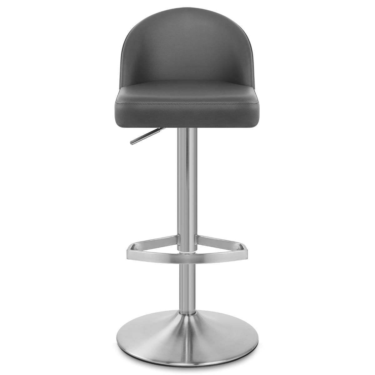 Taburete Cuero Auténtico Satinado - Mimi Gris