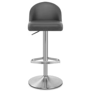 Taburete Cuero Auténtico Satinado - Mimi Gris