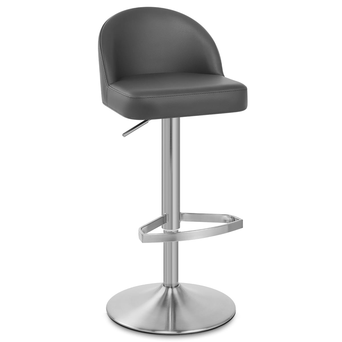 Taburete Cuero Auténtico Satinado - Mimi Gris