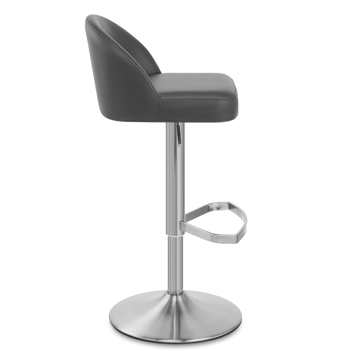 Taburete Cuero Auténtico Satinado - Mimi Gris