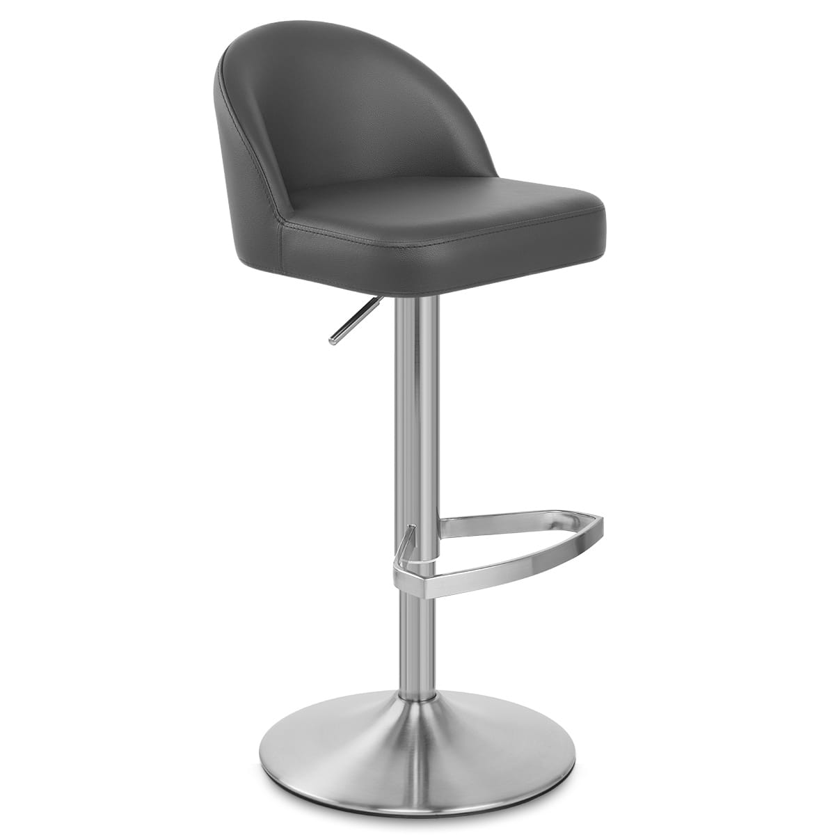 Taburete Cuero Auténtico Satinado - Mimi Gris